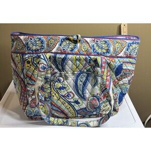 Vera Bradley Marina Paisley Laptop Tote Travel Bag EUC